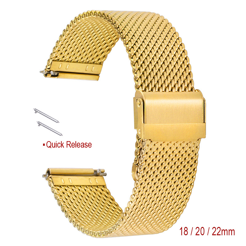 Metal Woven Mesh Watch Strap 18mm 20mm 22mm 24mm 316L Stainless Steel Watch Band