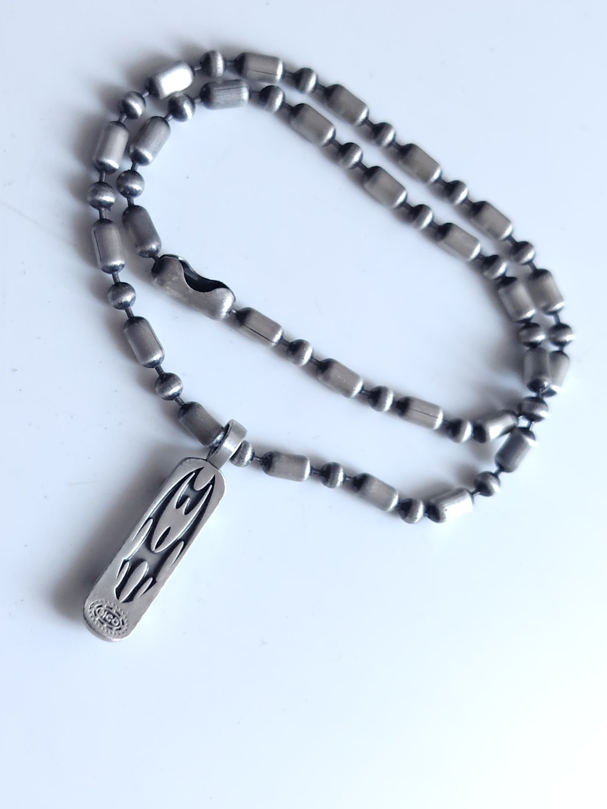 Bico Australia Necklace Silver Tone Ball Bead Chain Skateboard Pendant Skater