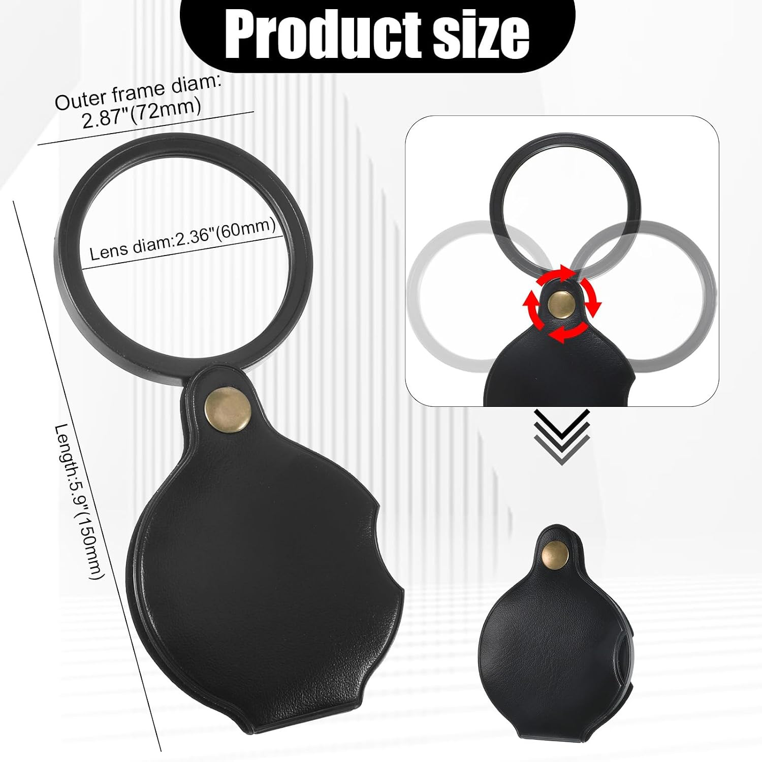 2-Pack 10X Pocket Magnifying Glasses for Reading, Travel, and Close Work