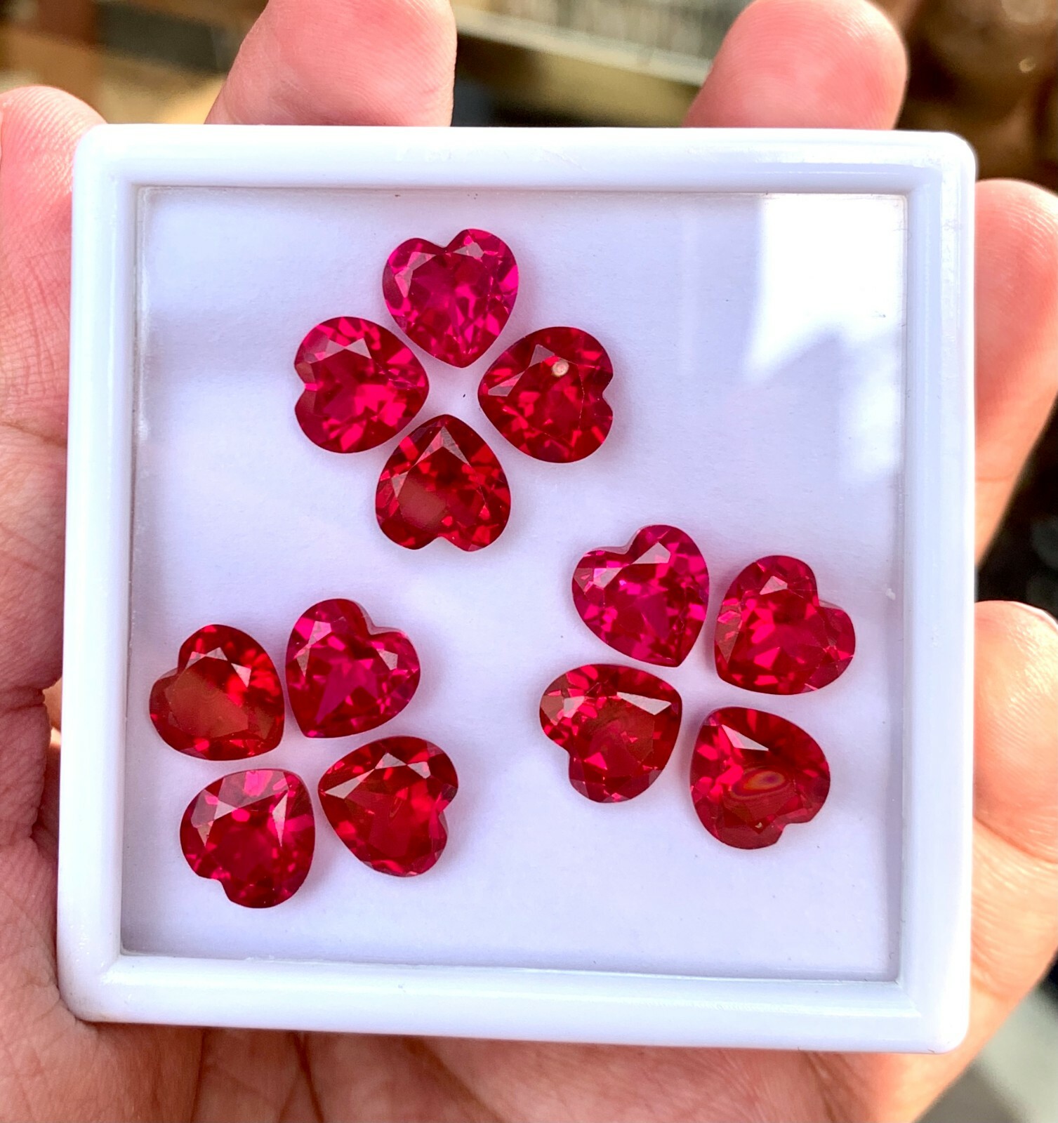 12 Pcs Natural Red Mogok Ruby Heart 10.00 MM Certified Treated Loose Gemstone