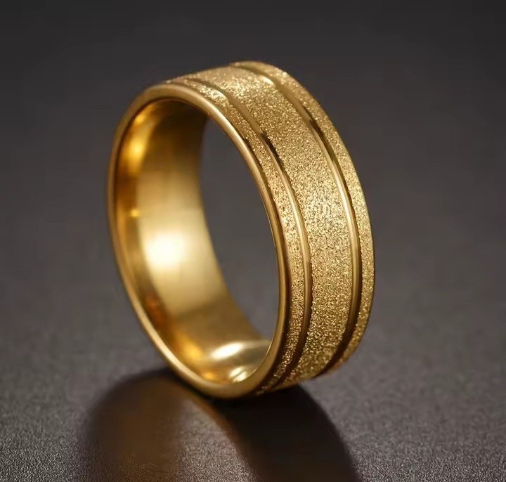 Gold Tungsten Wedding Band Ring Men Sandblasted Frosted Groove Size 10 8mm