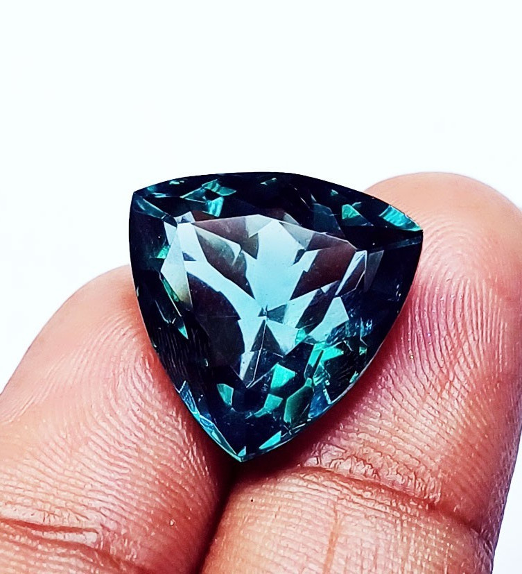 11.70 Ct Natural Green Amethyst Trillion Cut Certified Loose Gemstone ~Free Gift