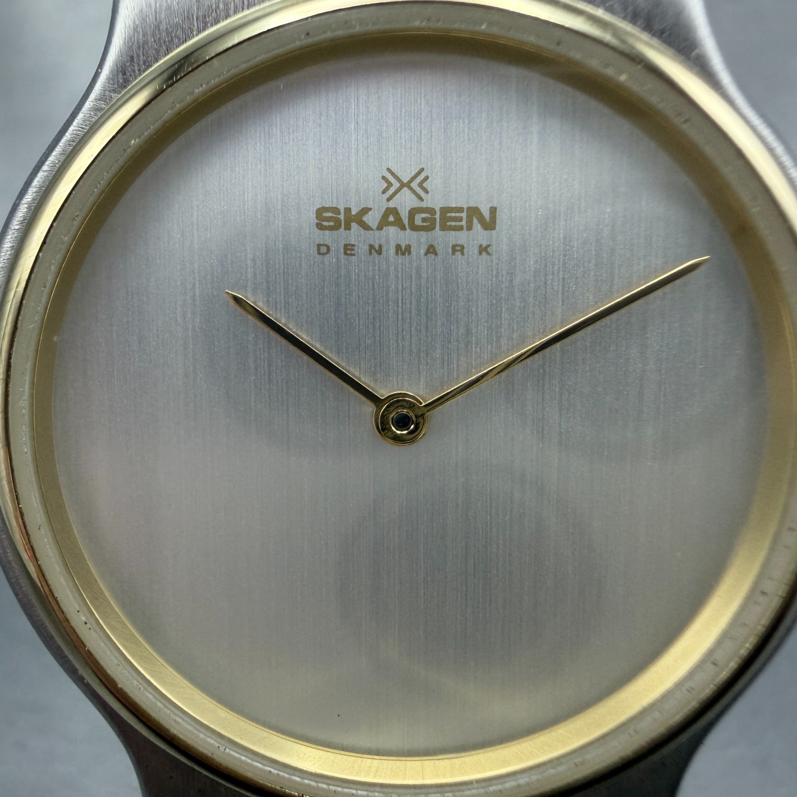 Skagen Watch Men 34mm Silver Dial Two Tone Round 32LGX New Battery Bracelet