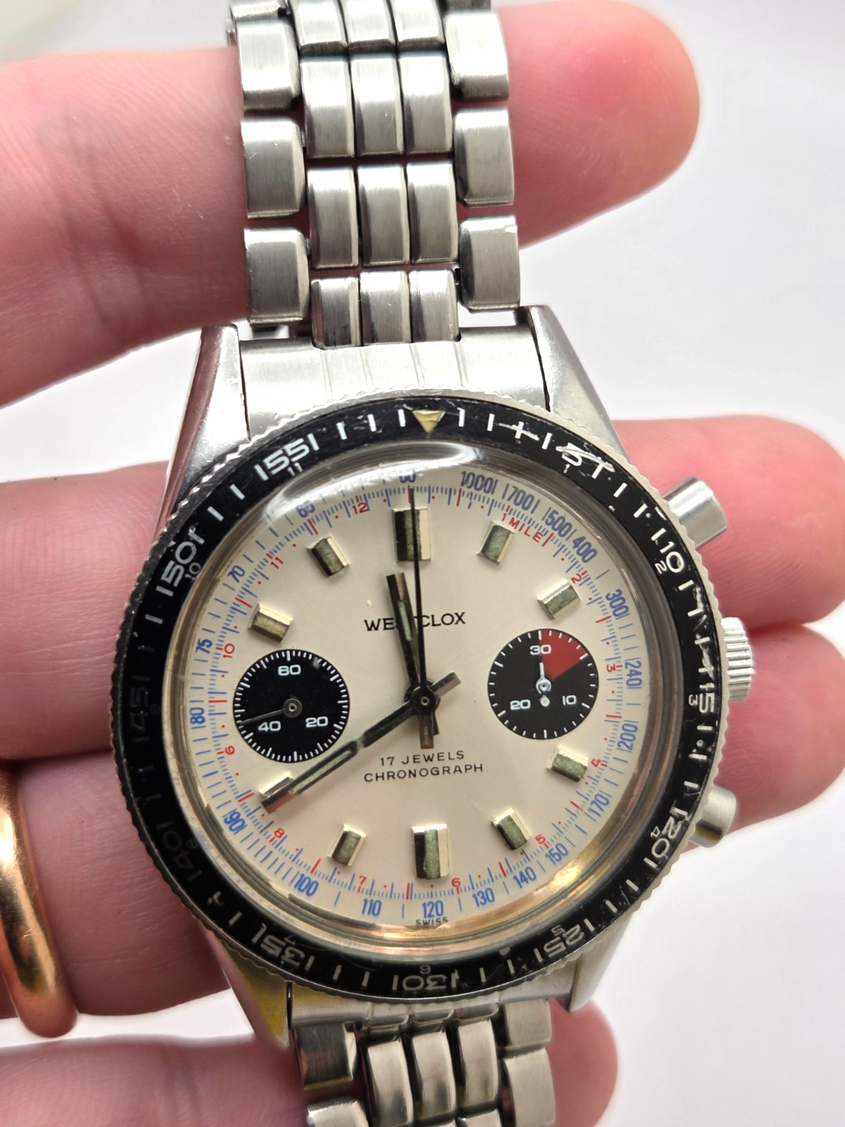 Vintage Westclox Valjoux 7733 Chronograph Ref. 634111 Stainless 38mm case works