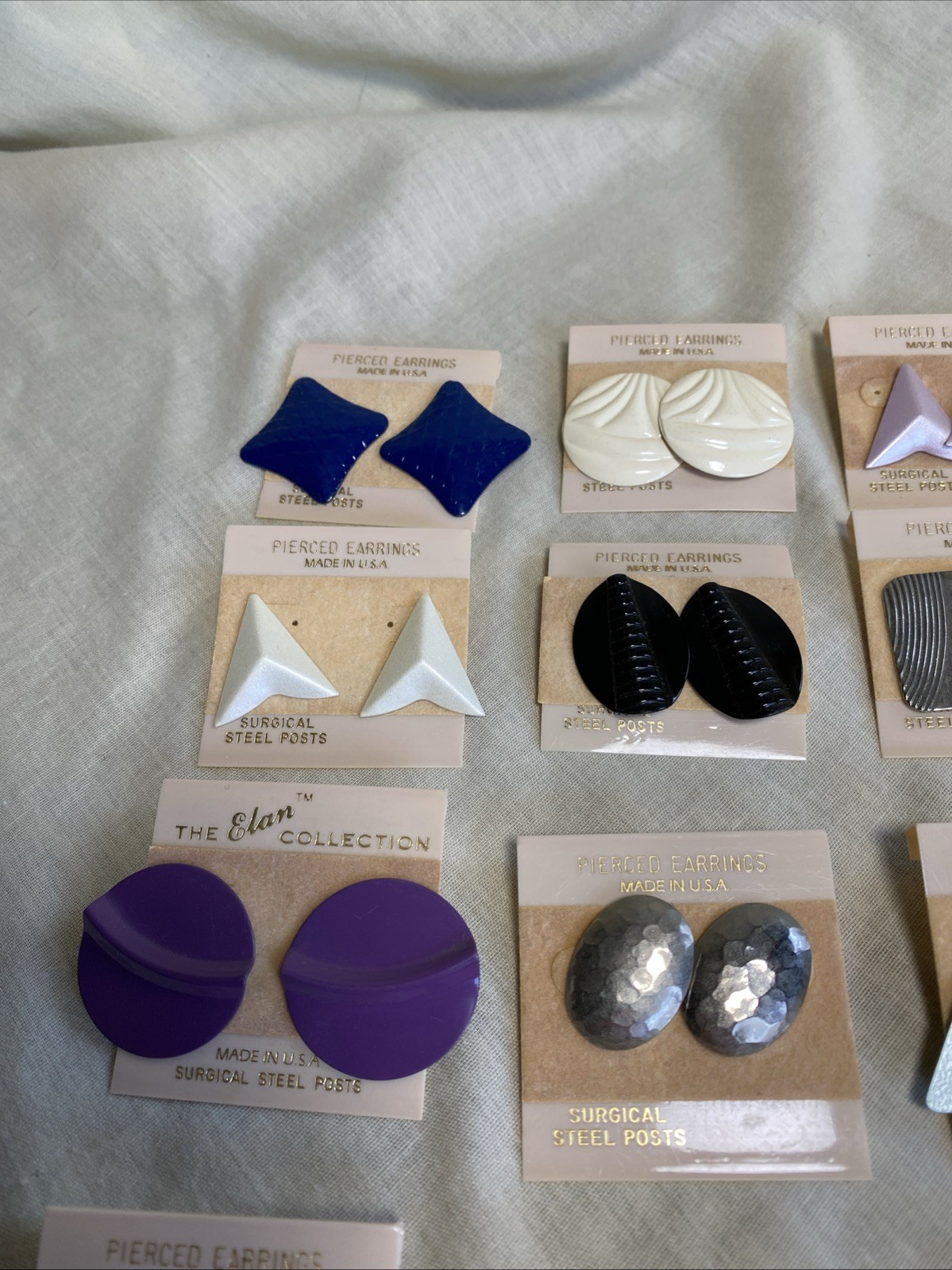 Vtg NOS Pierced Earrings Lot of 20 Metal Acrylic Plastic 80s 90s Multi-Color USA