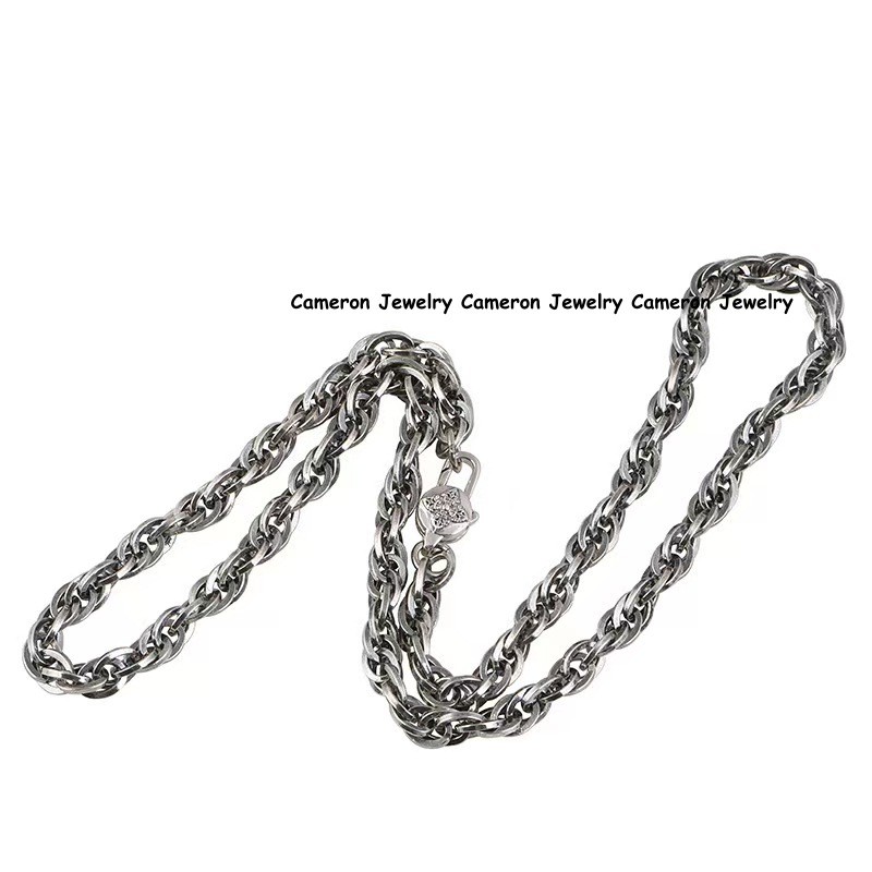 Pure S925 Sterling Silver Chain 6mm Twist Wave Link Necklace 60-61g 25.6inch