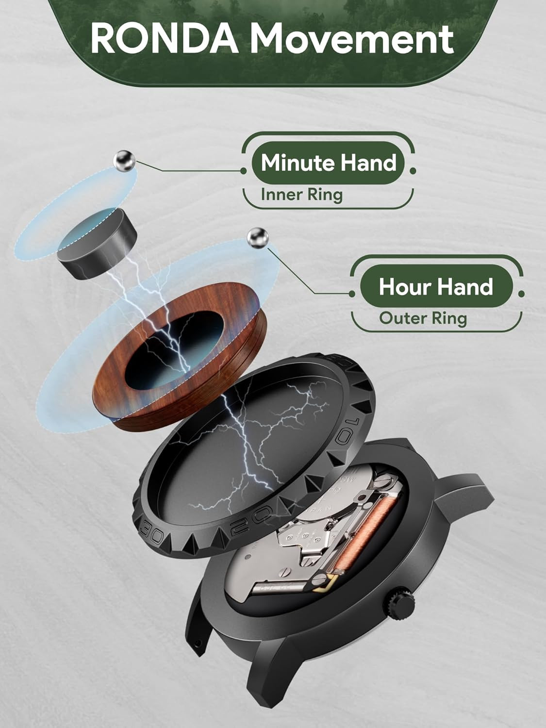 Men’s Magnetic Quartz Watch, 40mm, Waterproof, Unique Design, 20mm Bracelet