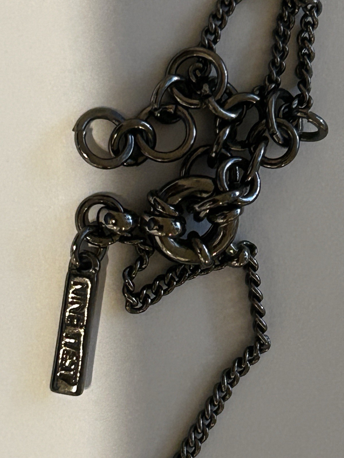 Nine West Multi Color Stones Black Silver Tone Necklace 16″ +