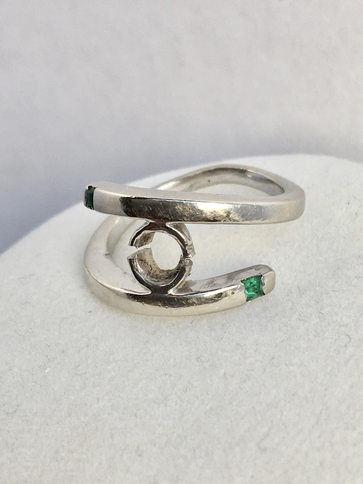 14K Solid White Gold 5g Custom Emerald Ring Remount Setting Size 5.5 Handmade