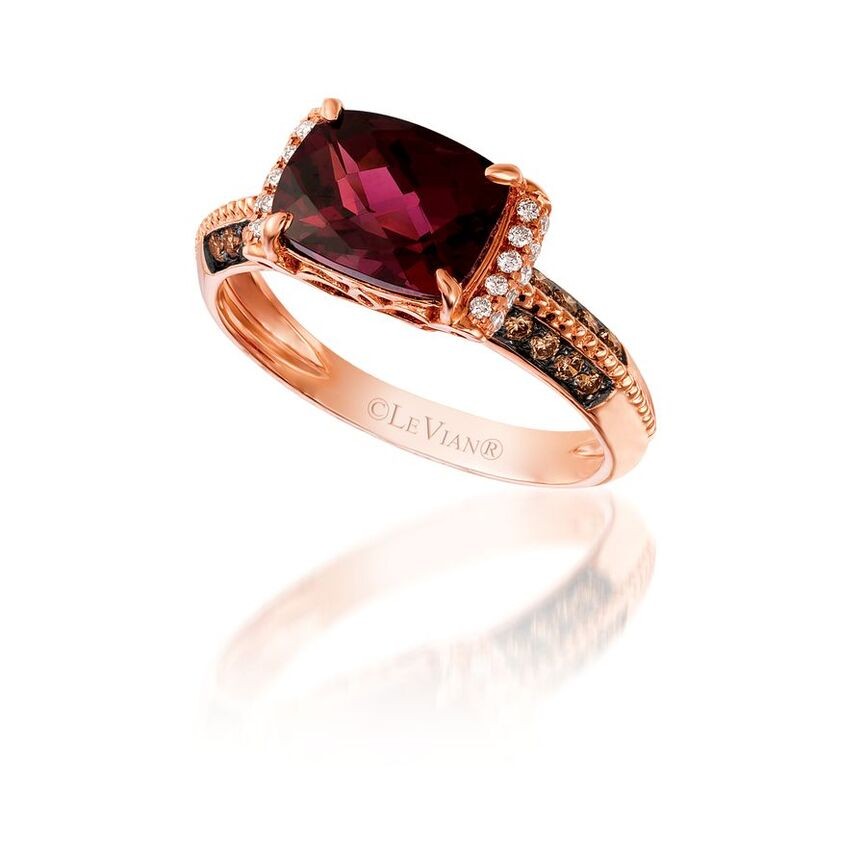 Le Vian 14K Rose Gold Cocktail Ring for Women 2.88 cts Rhodolite Diamond Size 7