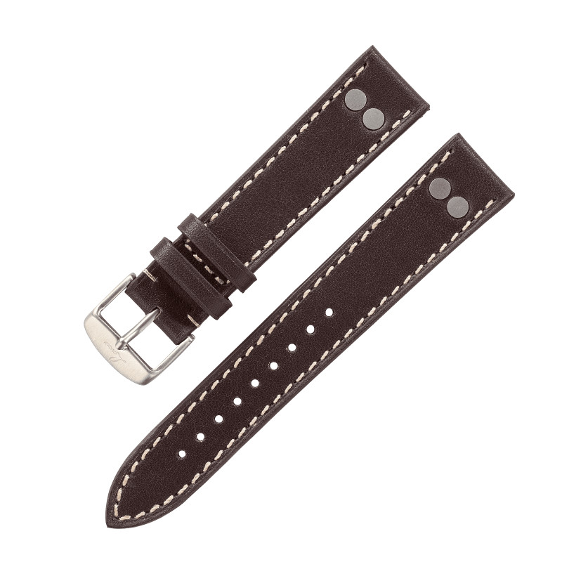 Laco Pilot Strap Vintage Dark Brown Handmade 20 MM without Buckle Genuine New