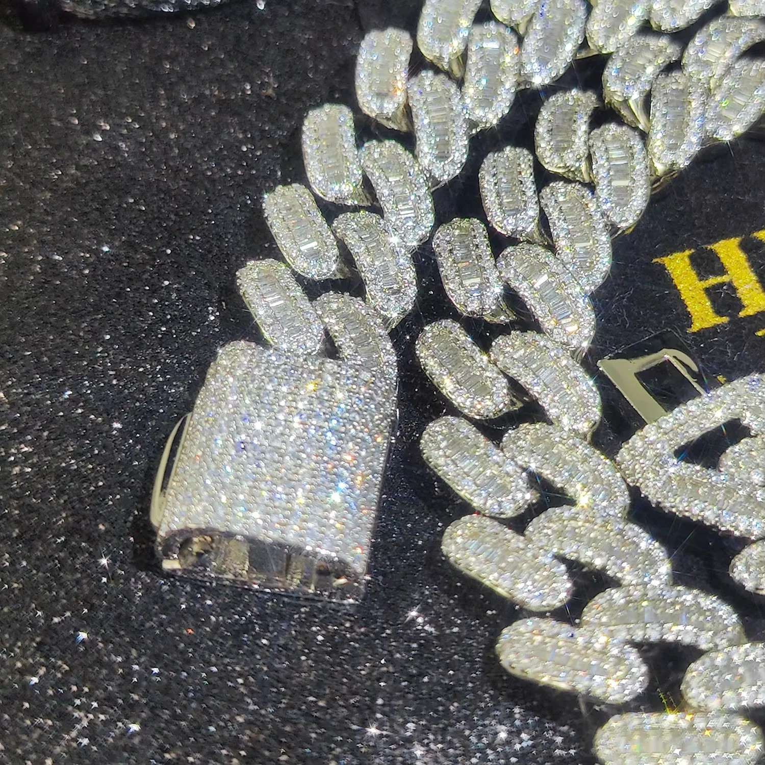 Diamond Iced Out Cuban Link Chain with Baguette CZ in Silver/Gold Plated