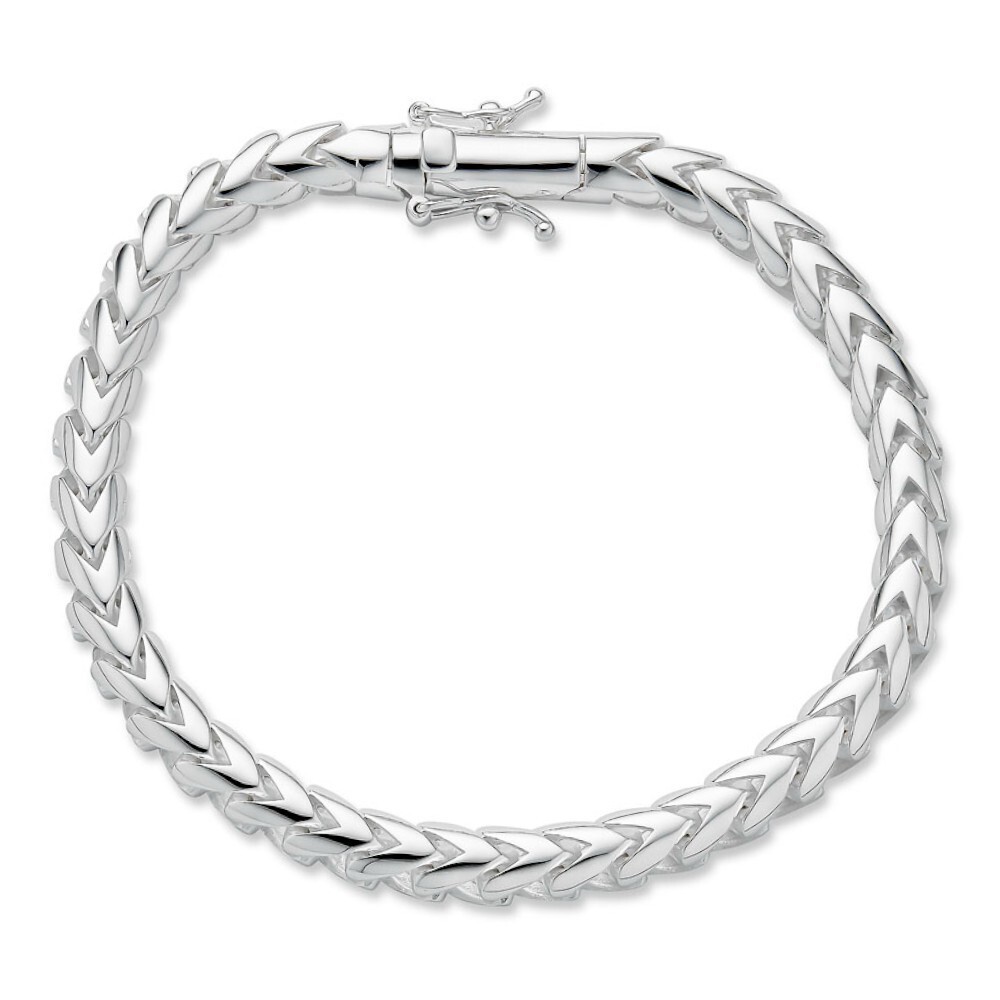 Real 925 Sterling Silver Round Franco Bracelet 5-7mm Handmade W. Box Clasp ITALY