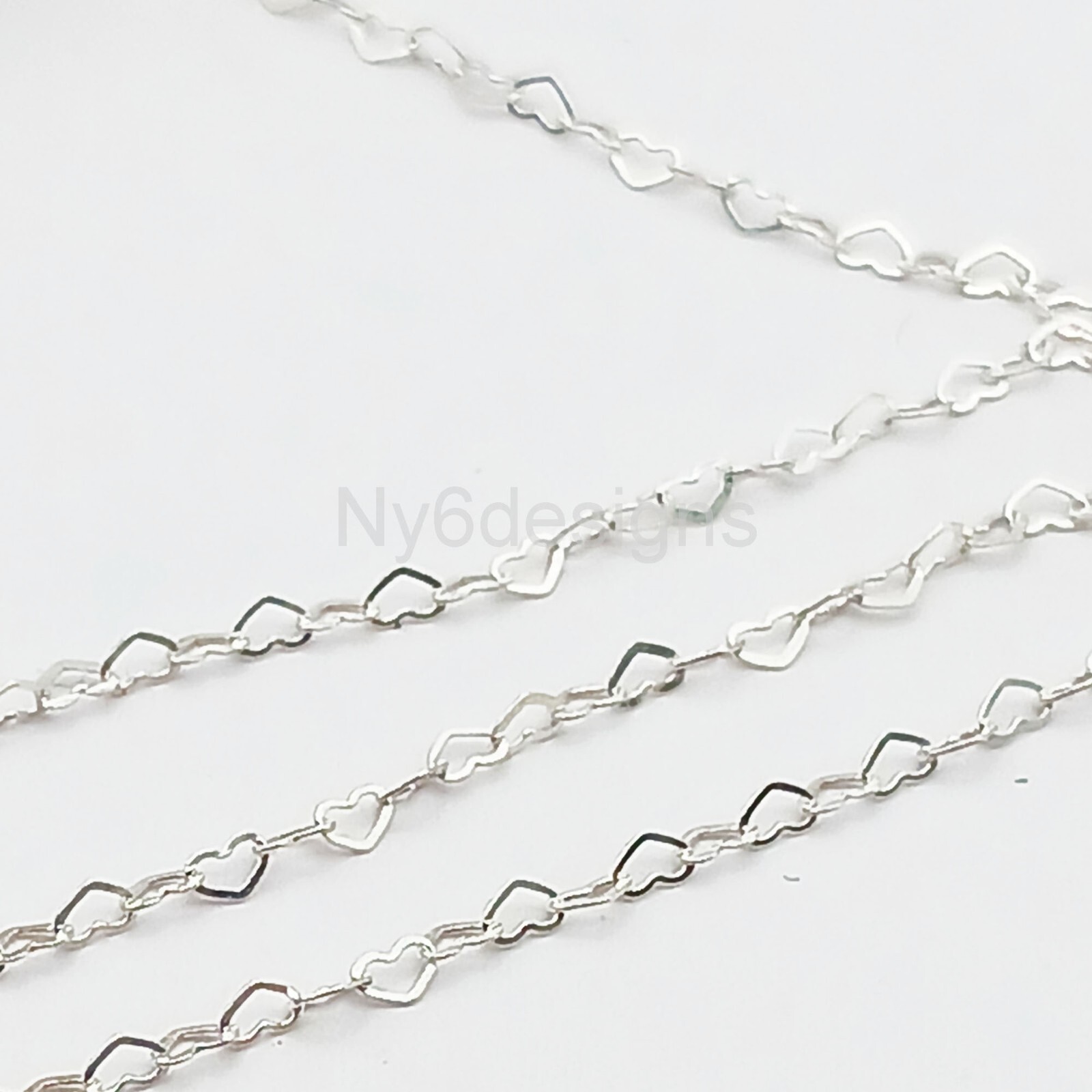 925 Sterling Silver Flat Heart Cable Chain 2.7×1.9mm Jewelry Supply sold by ft