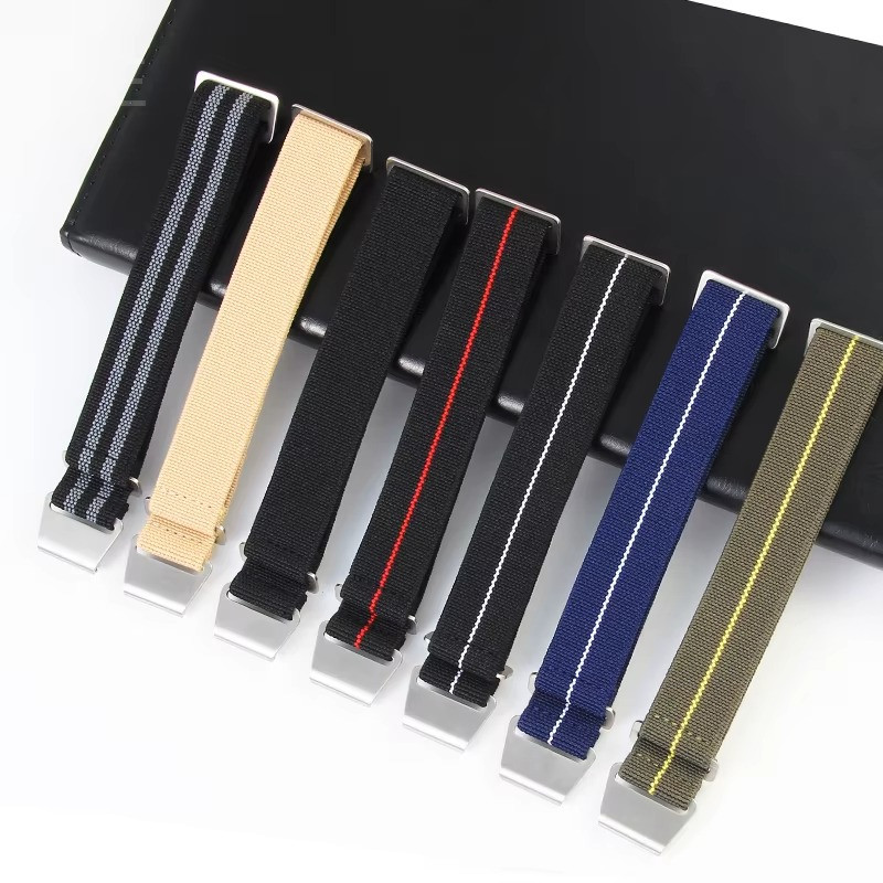 60s French Troops Parachute Bag Elastic Watch Strap 18 20mm 22mm Nylon Watchband