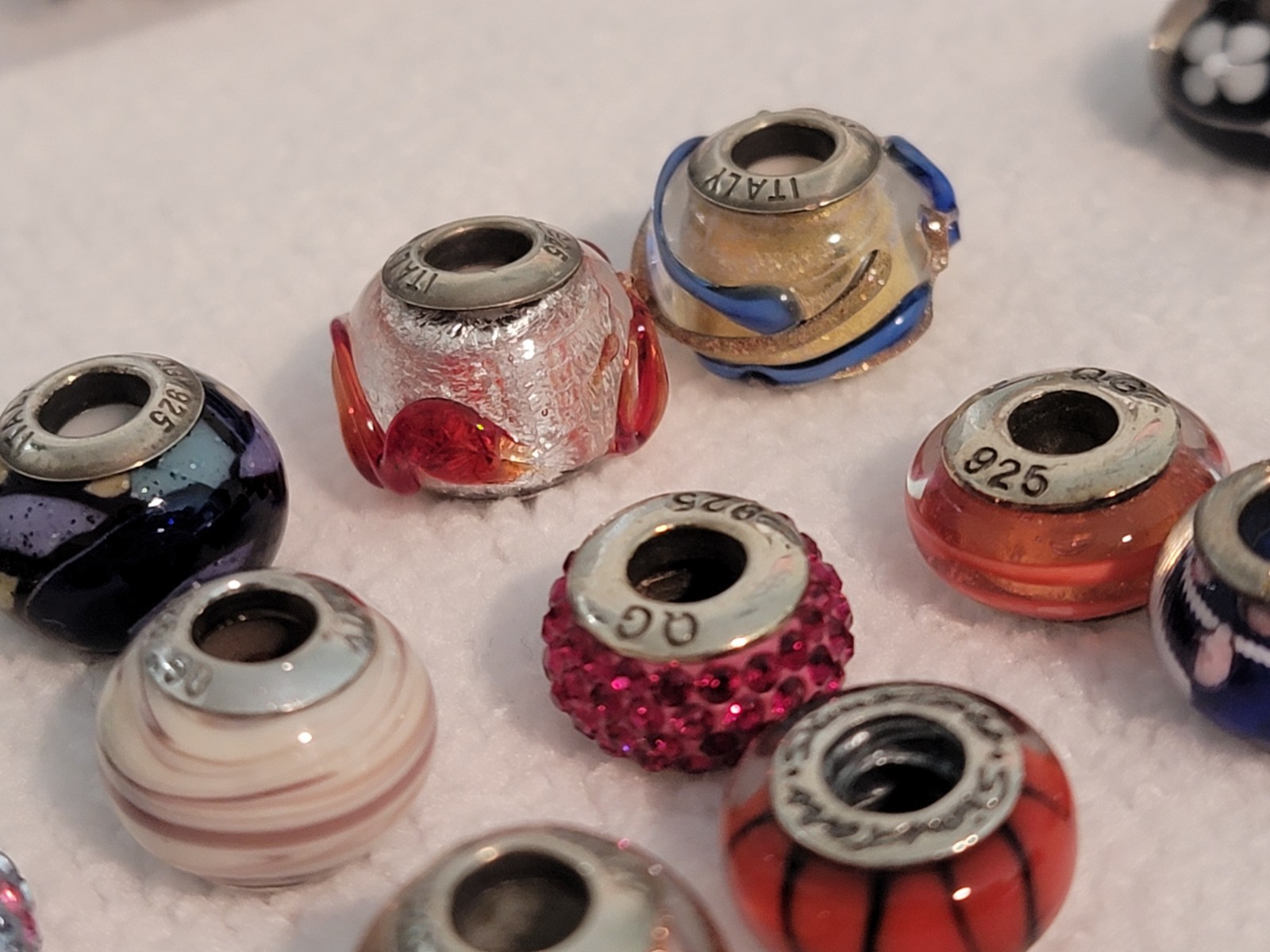 Lot Of 21 925 Sterling Silver Charms Beads + 3 Non Sterling QG, RCI, VARIOUS