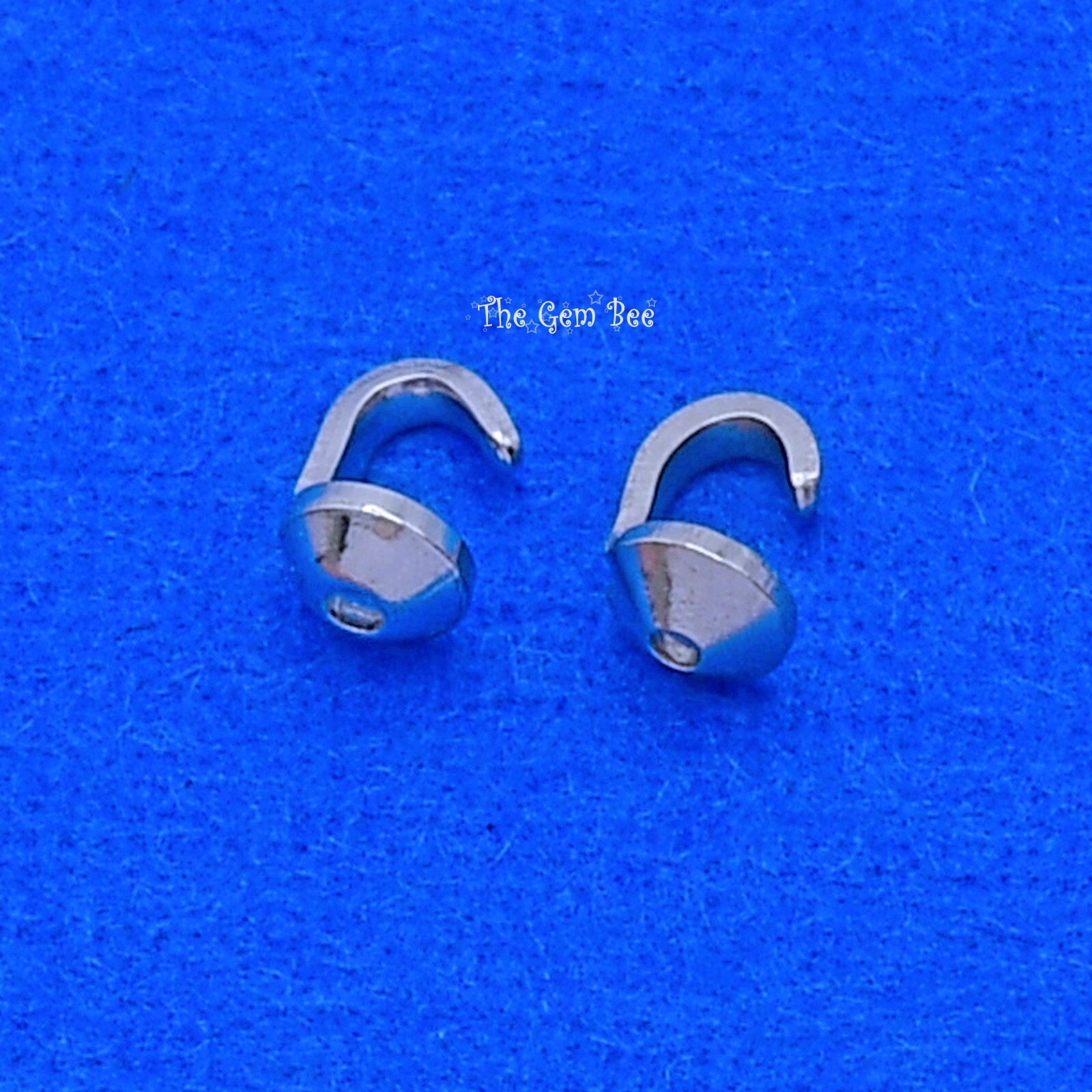 14K Solid White Gold Crimp Hook Bead Tip Cup End Findings Quantity: (2)