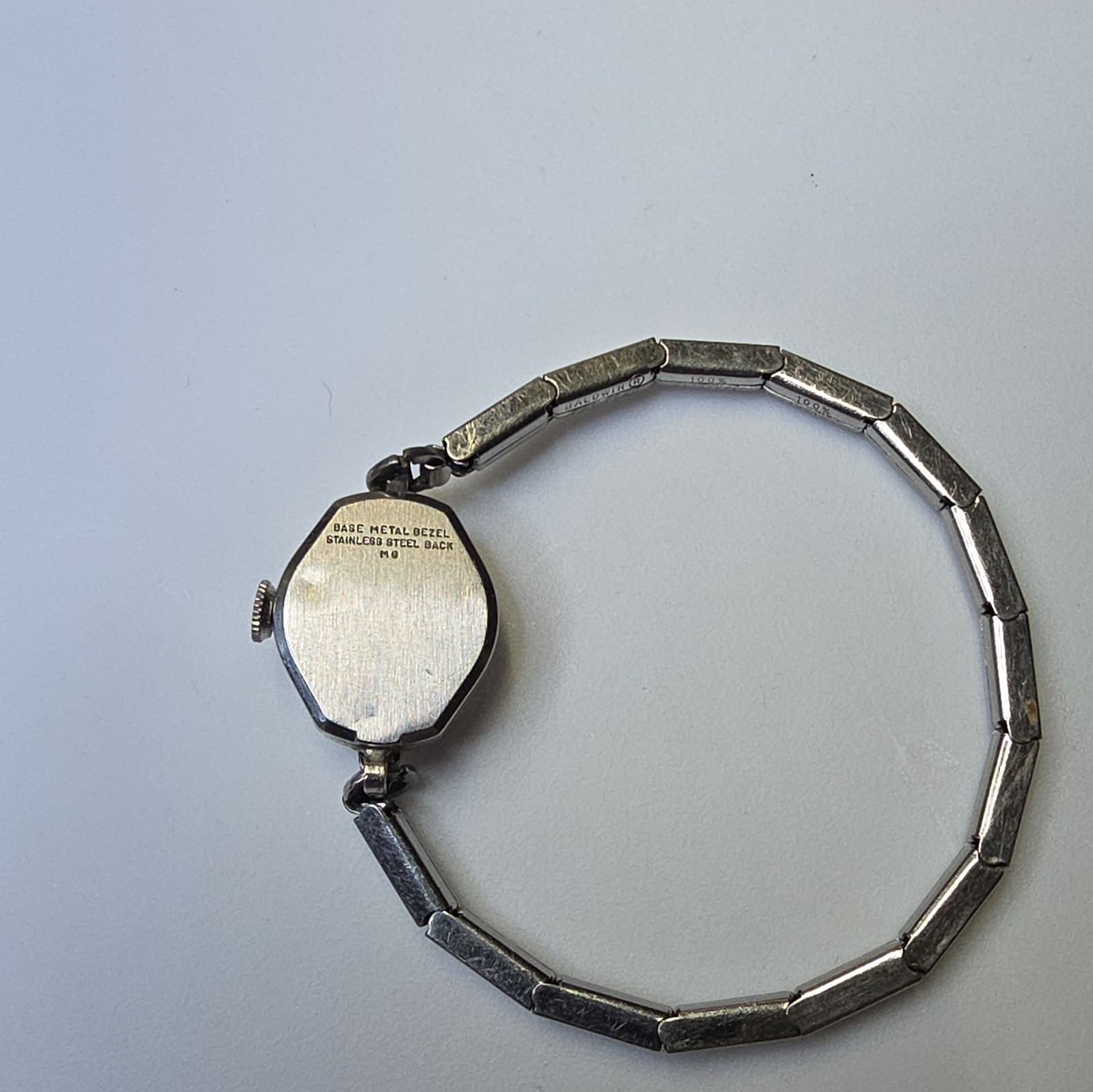 Caravelle Vintage 1950s Manual Wind Watch White Dial Silver Bracelet, Runs