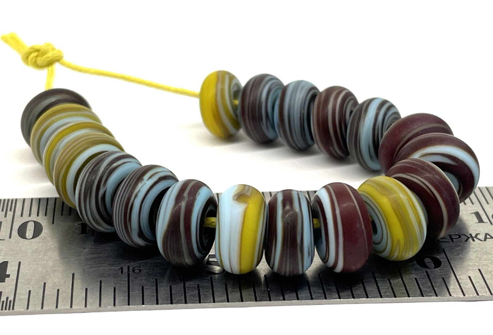 Handmade Lampwork Glass Disk Beads From Murano OOAK Tamara Yarilo Brand 19 Pcs