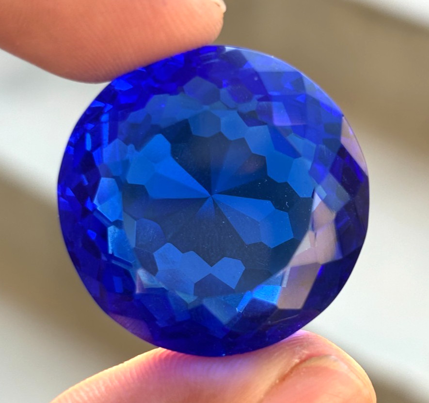 Certified 100 Cts Round Cut Blue Kashmiri Sapphire Loose Natural Gemstone Superb