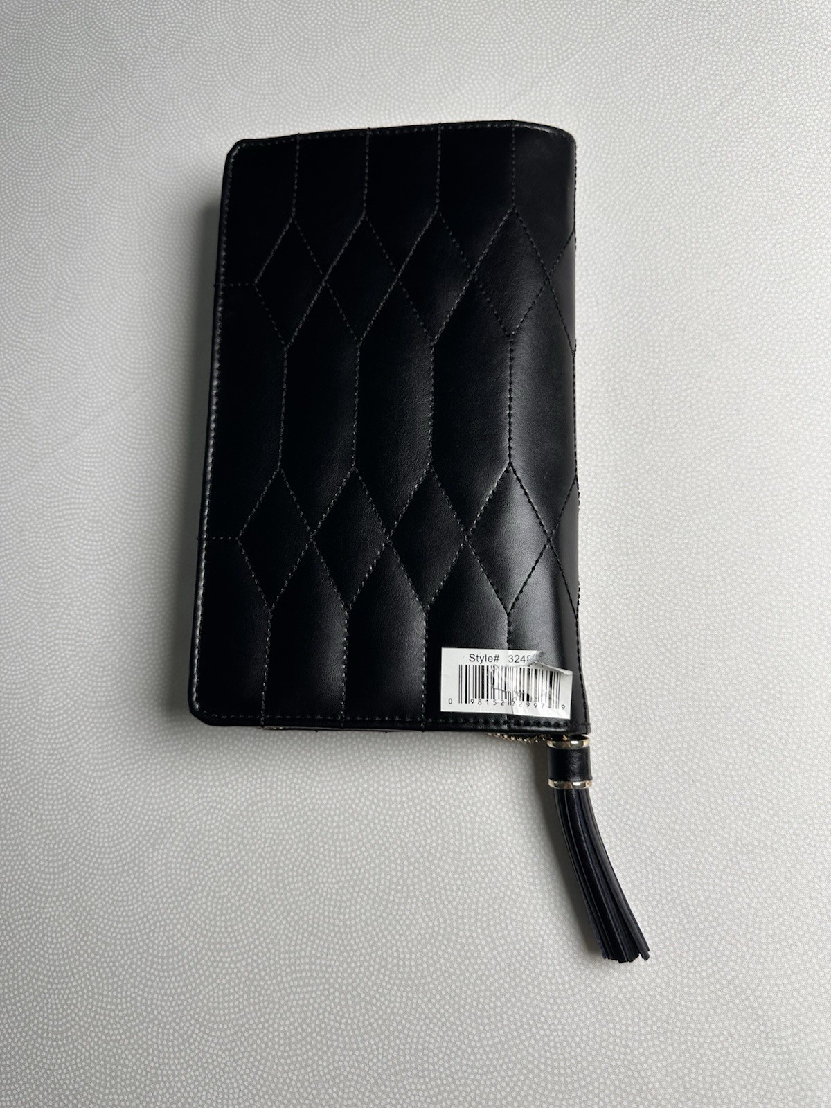 WOLF Black Quilted Leather Travel Jewelry Case Zip Around Organizer Clutch NWT