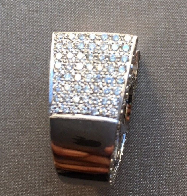 Estate Fine large peach colored Morganite in a gorgeous diamond setting