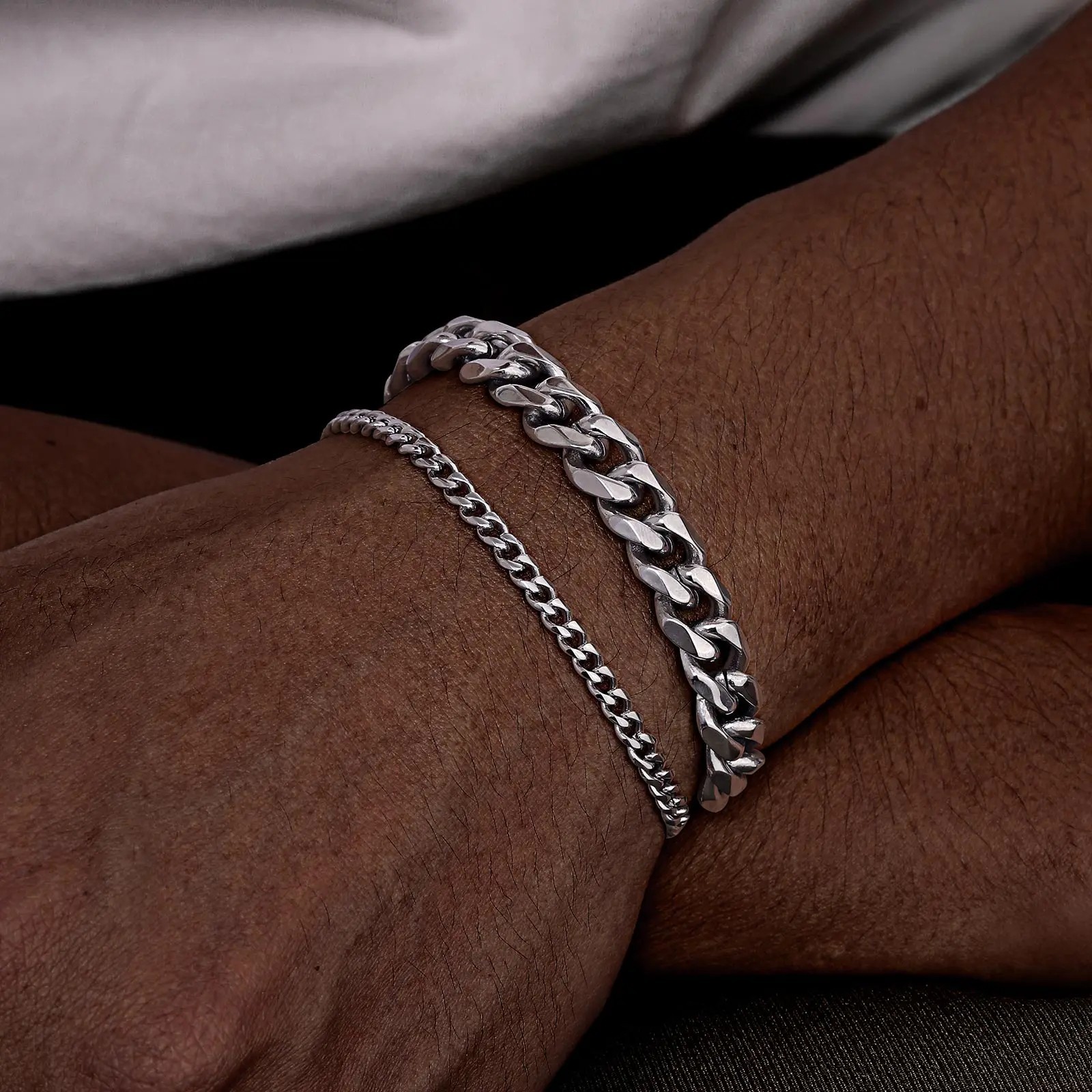 2pcs Men’s Chain Bracelets,Stainless Steel Silver Gold Black Color Twist Rope Ch