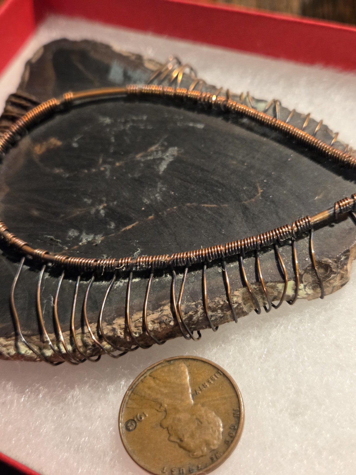 4 Inch Obsidian Tree Of Life Wrapped In Copper