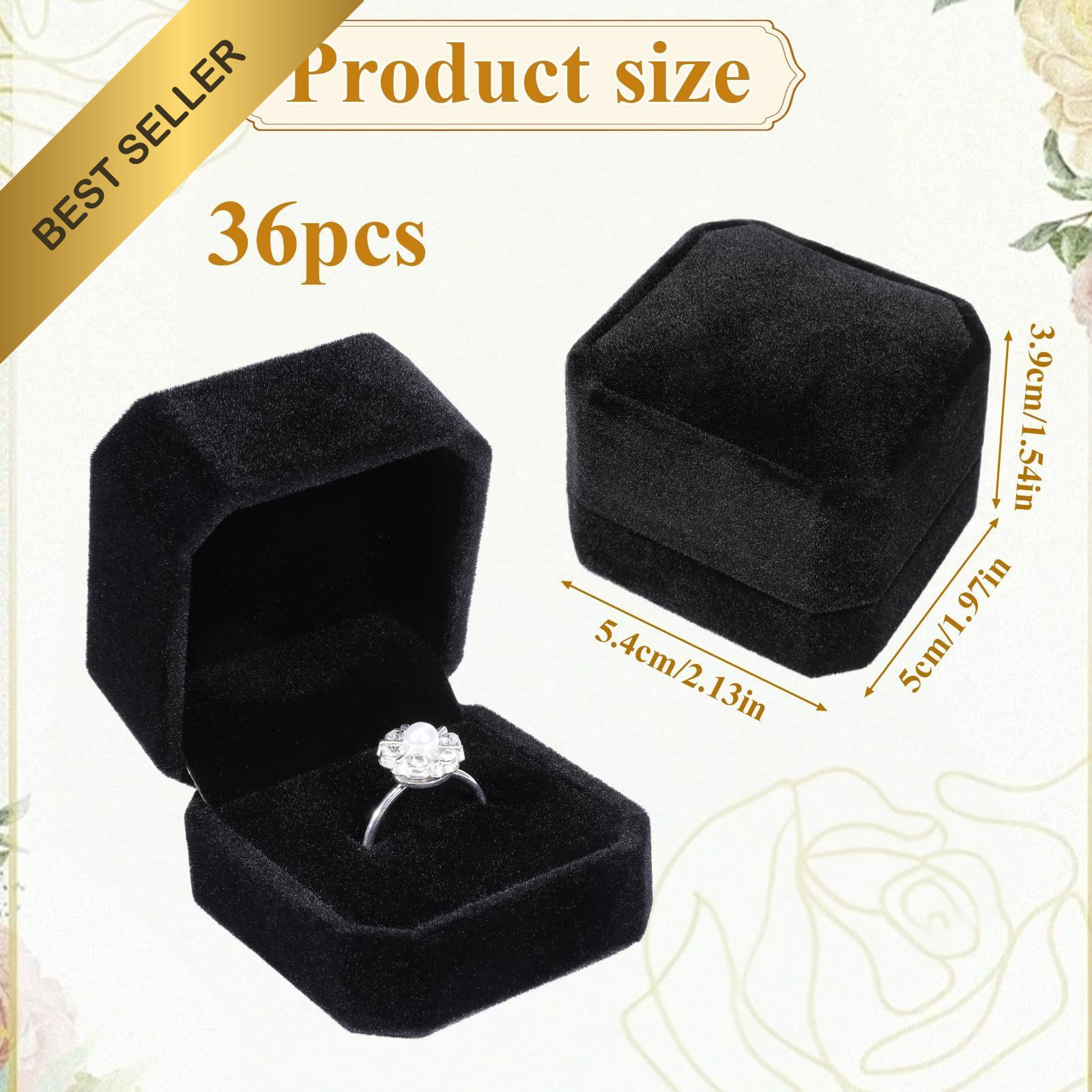 36PCS Black Velvet Ring Boxes Jewelry Gift Display Case Bulk FROM USA