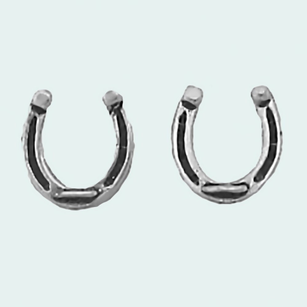 Horseshoe Earrings Sterling Silver Posts Studs Tiny Mini Horse Shoe Cowboy Cowgi