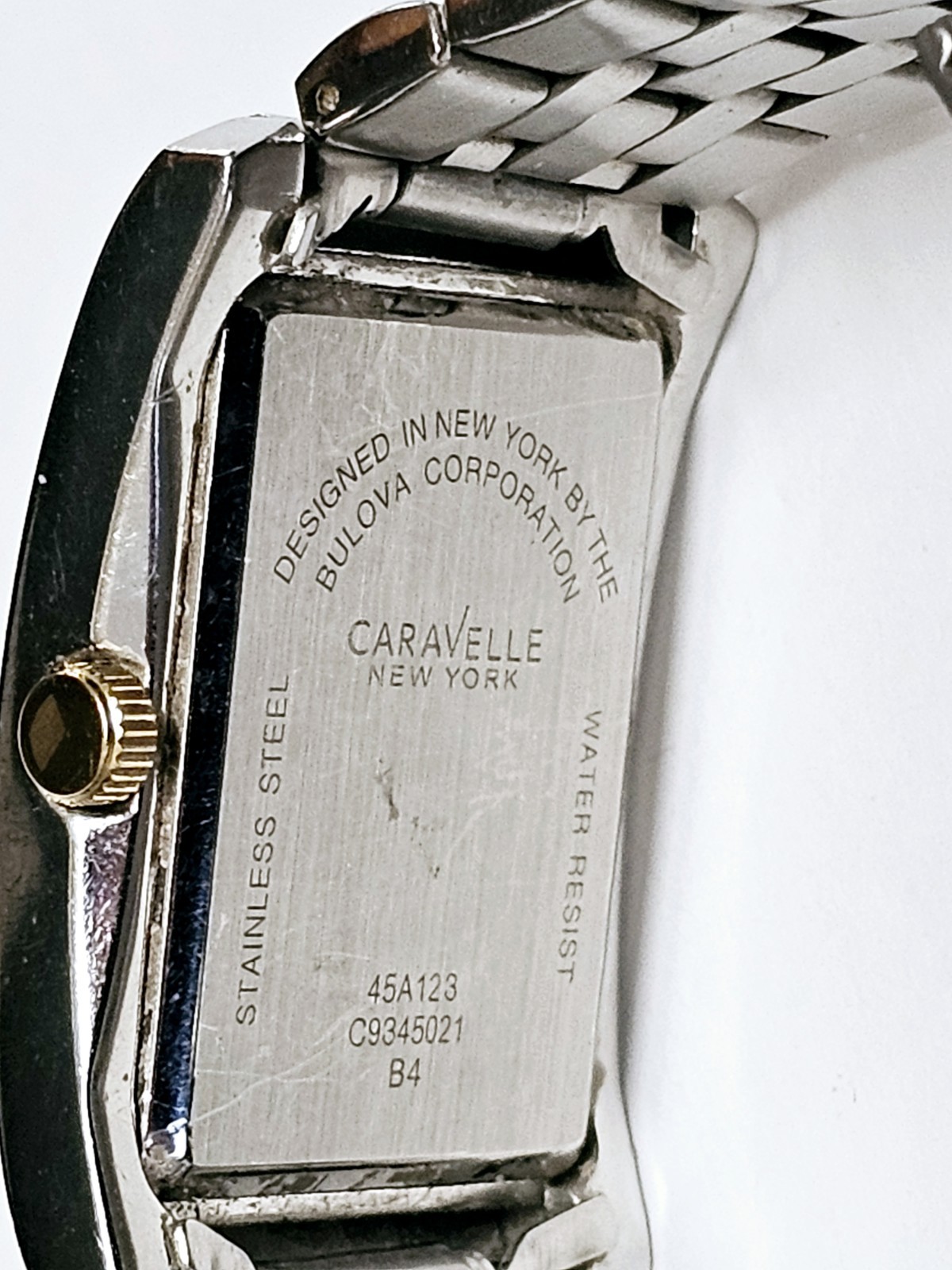 Caravelle By Bulova Tank Watch 45A123 Two Toned 32mm To Crown 40mm From Top.