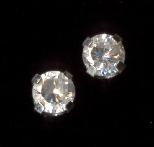 14K Solid White Gold 3mm Round Clear Crystal CZ Solitaire Stud Earrings LP