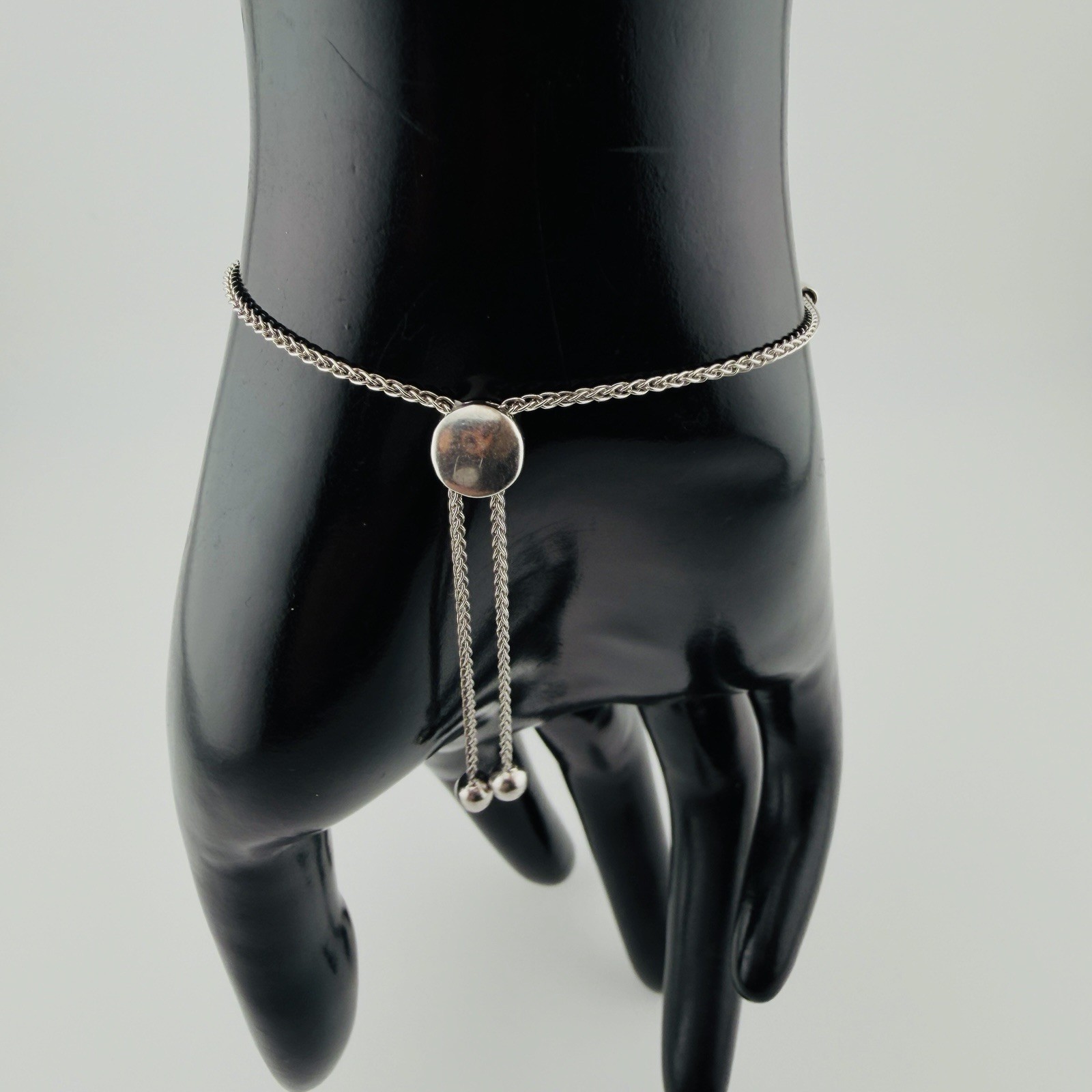 925 Sterling Silver Adjustable Bolo Bracelet Infinity Wave Openwork 5.85g 6”- 8+