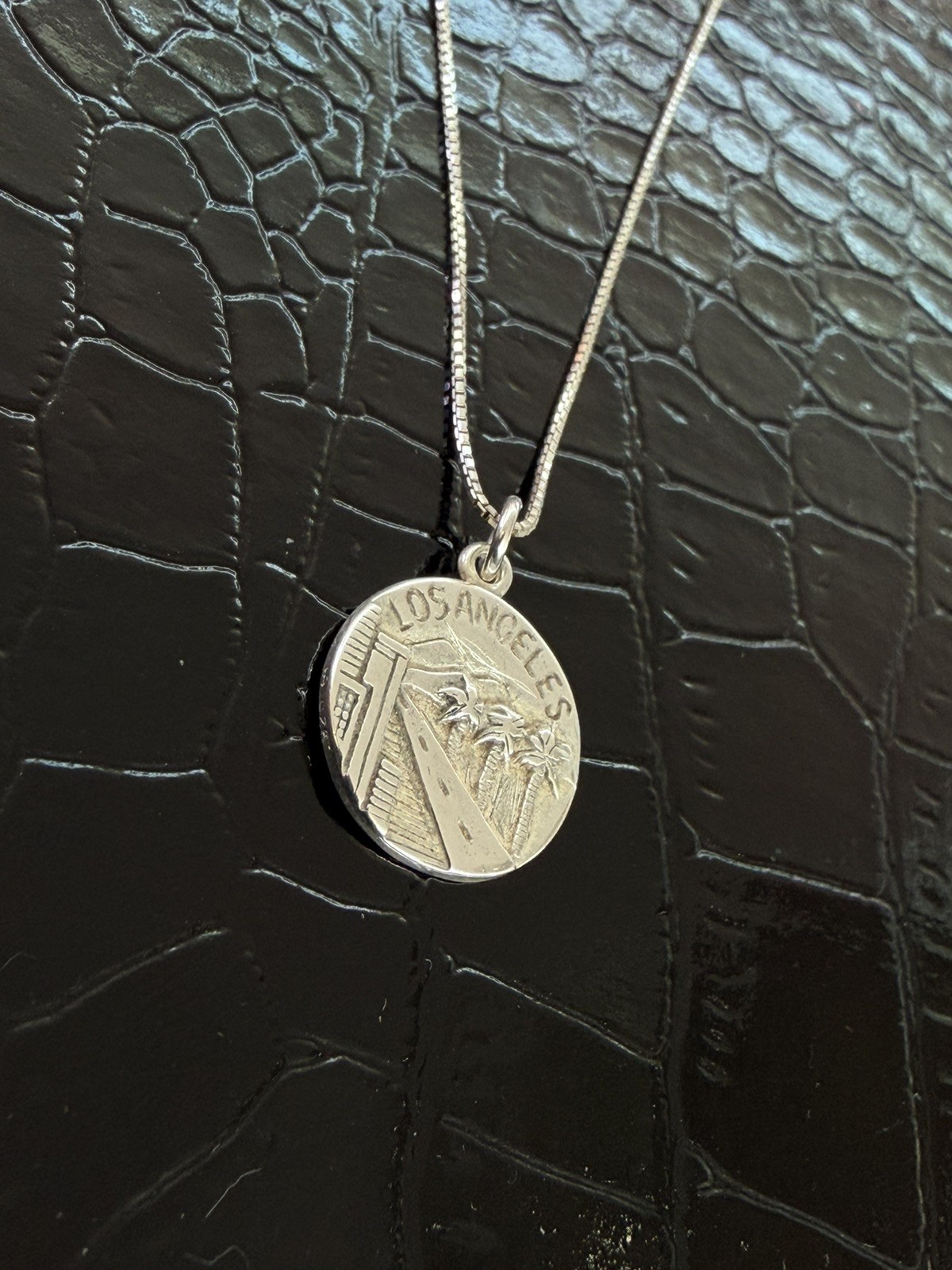 Los Angeles California City 925 Sterling Silver Charm Pendant with 18” box chain