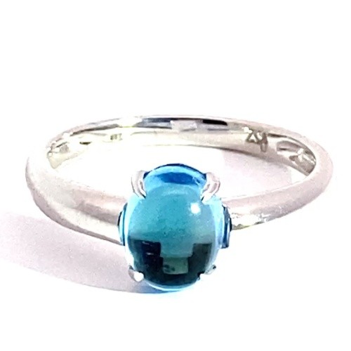 Blue Topaz Ring 750 White Gold Ocean Blue…Sweet Temptation…Made in Italy…