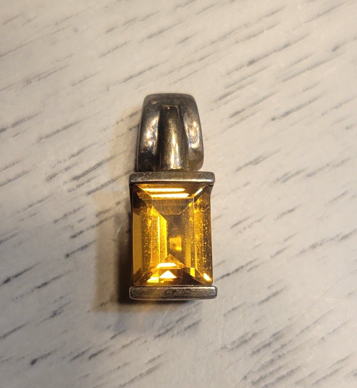 Vintage 925 Sterling Silver 18K Gold Pendant Citrine Stone Women’s Jewelry