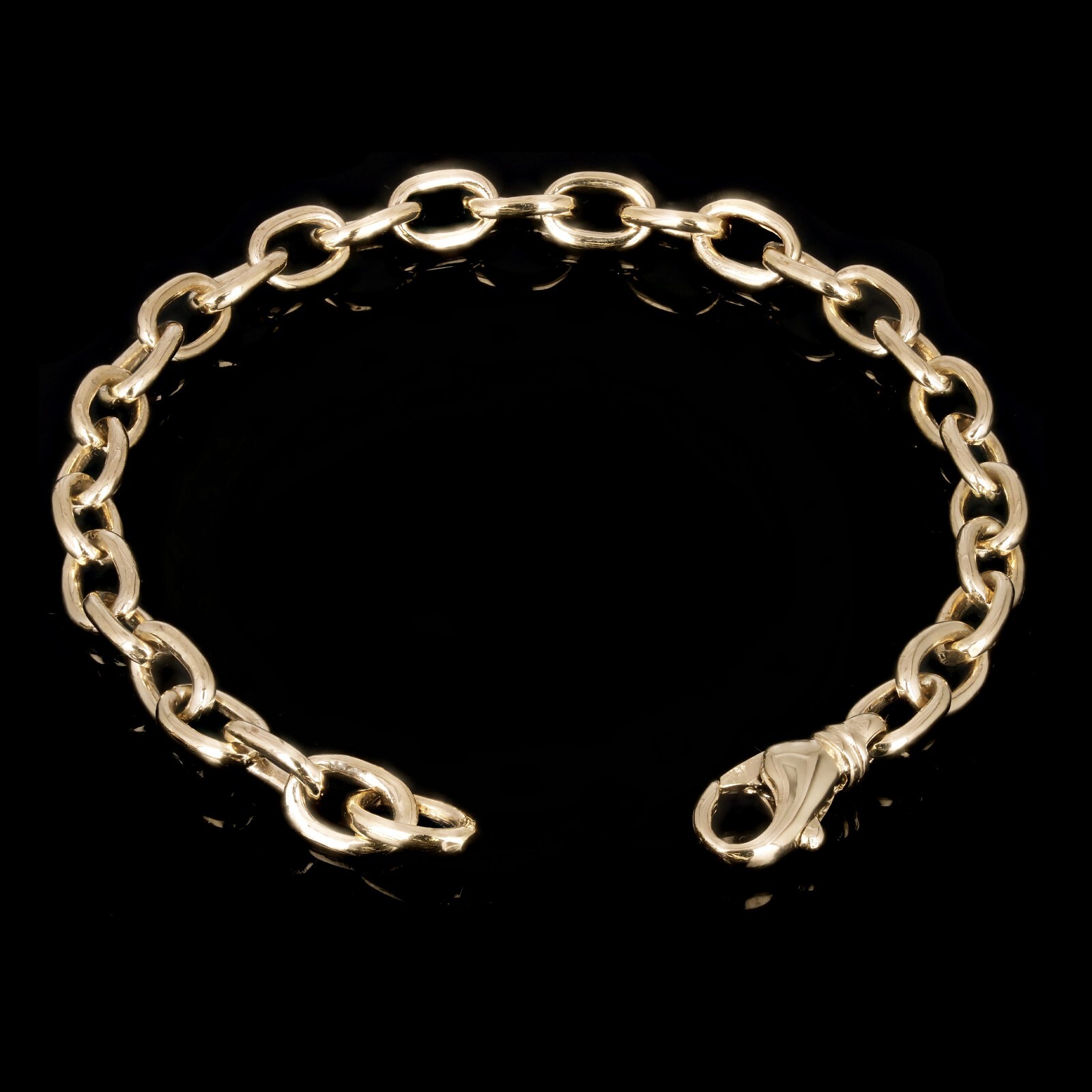 14k Yellow Gold Solid Handmade Oval Link Chain Bracelet 8″ 6.9mm 20 grams