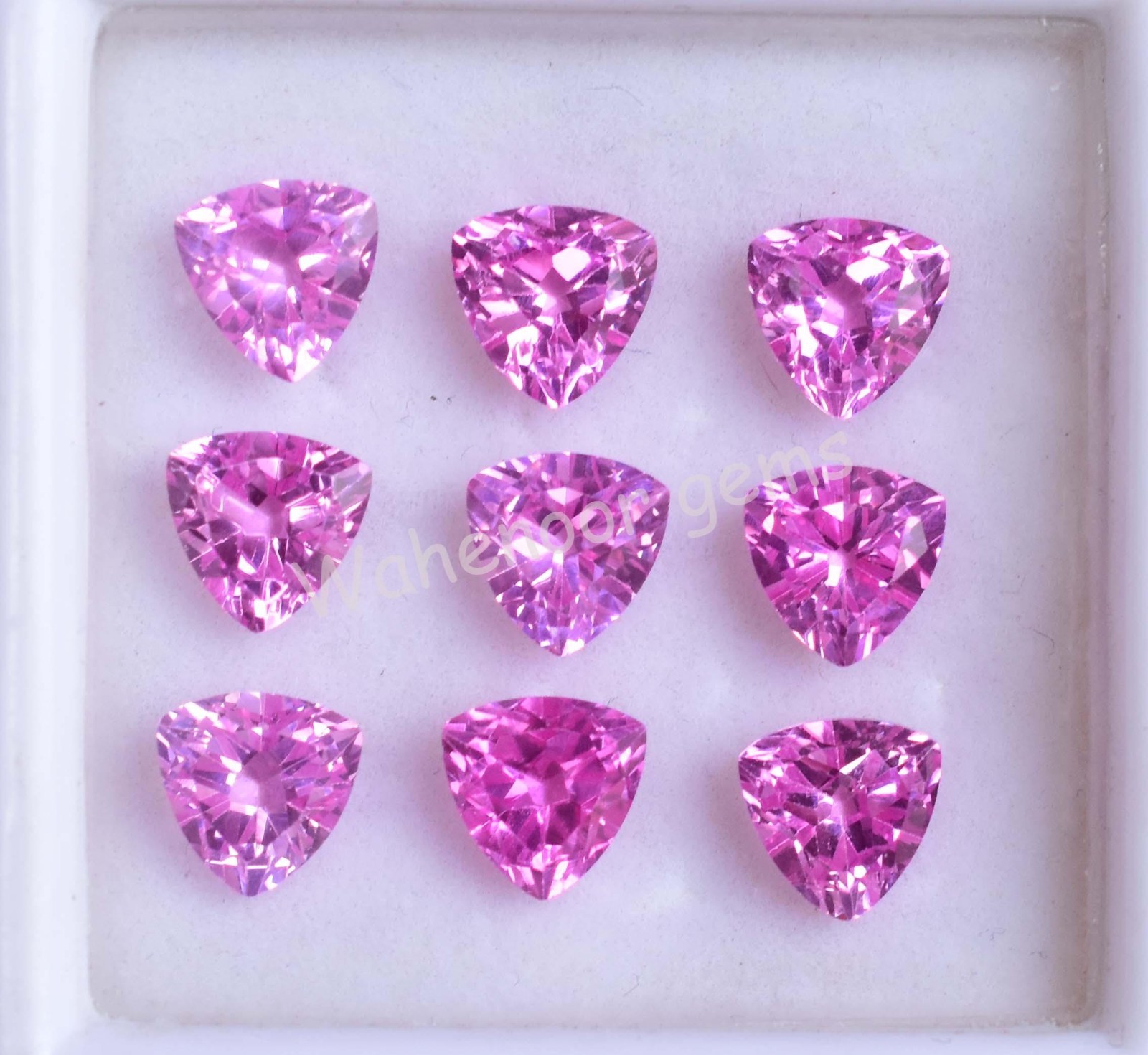 9 Pcs Natural Pink Mogok Ruby 6.90 MM Trillion Certified Loose Gemstone