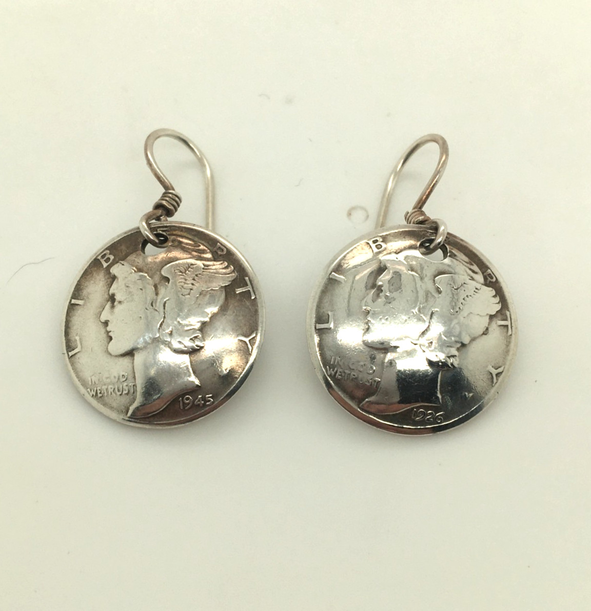 Vintage Mercury Dime Earrings 900 Silver