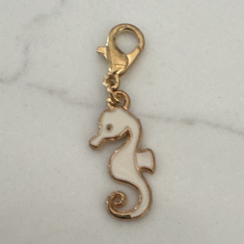 gold tone white enamel seahorse dangle charm lobster clasp animals & insects