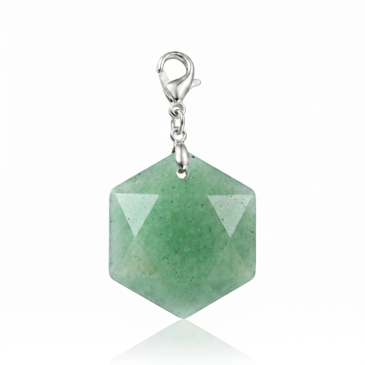 6PCS 22mm Faceted Hexagon Crystal Stone Pendant with Lobster Claw Clasp