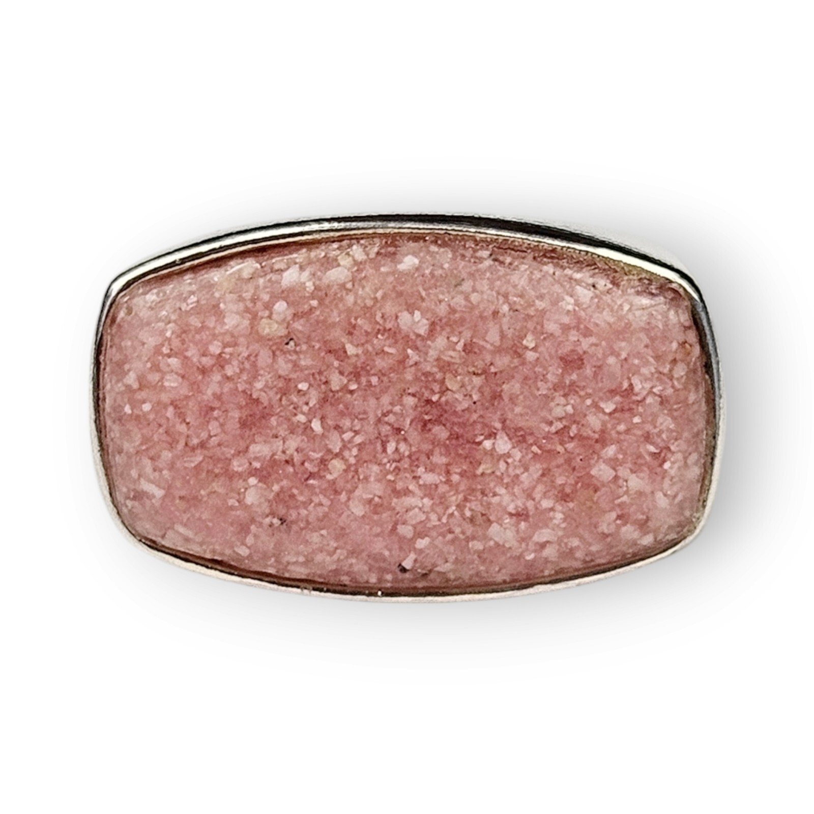 Coleman Co Pink Sterling Ring Reconstituted Rose Quartz Signet Vtg 925 Silver 7