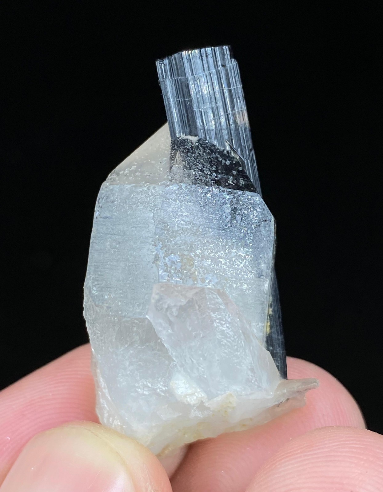Natural Quardz With Black Tourmaline Crystal Specimen