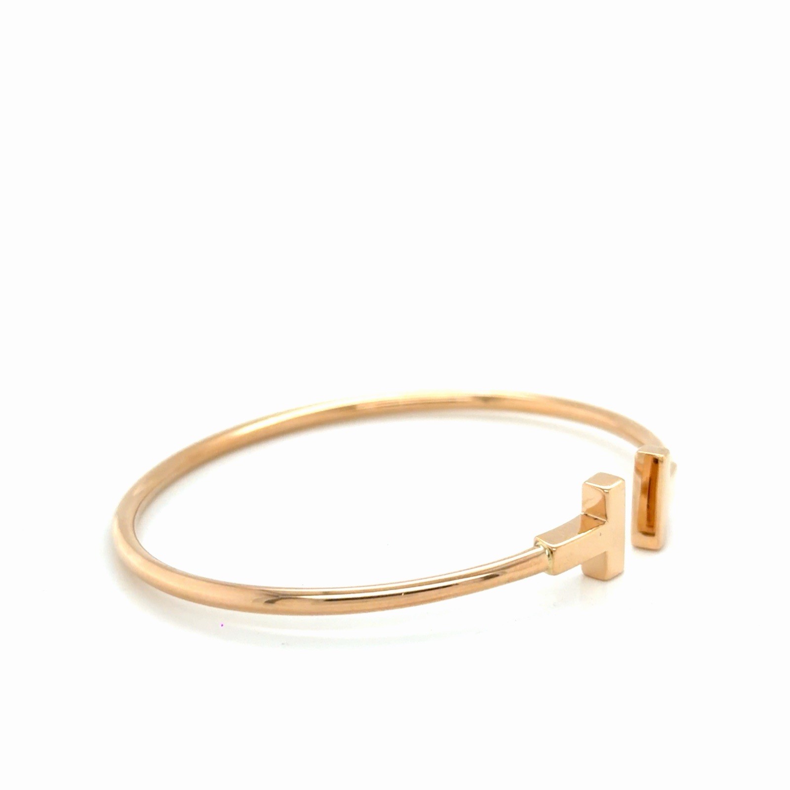 Tiffany & Co. T Wire Bracelet 18k Rose Gold Size Medium 6.25 in