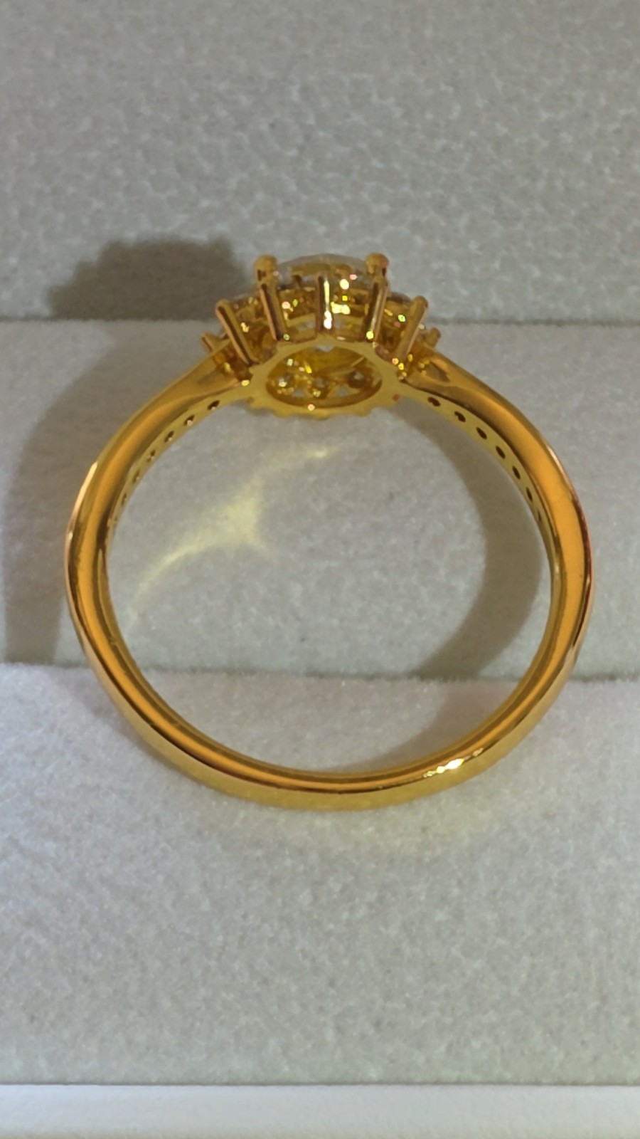 925 Sterling Silver Yellow Gold Plated Round Sim White CZ Halo Ring Sz 9