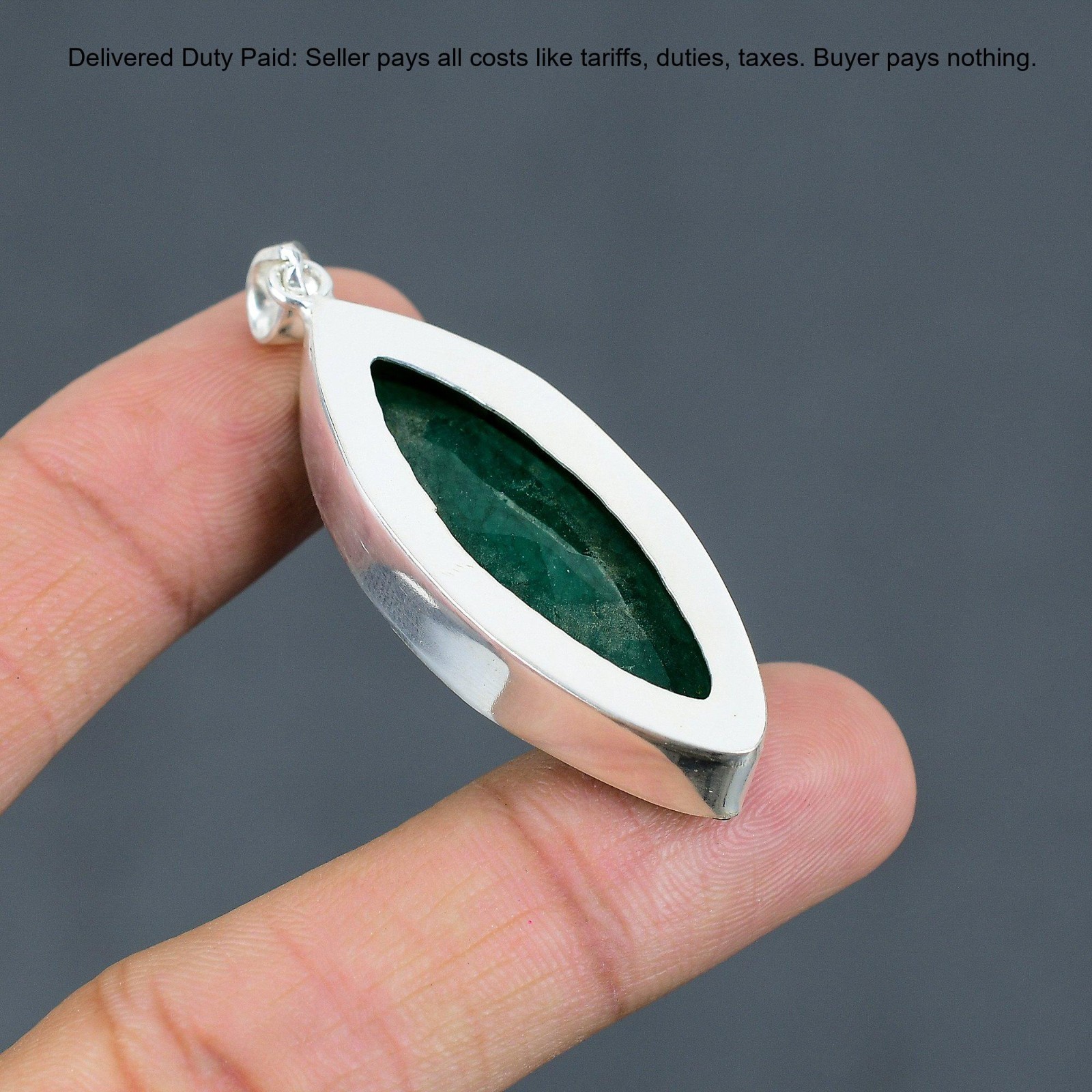 Christmas Sale 925 Sterling Silver Zambian Emrald Gemstone Wife Pendant Jewelry