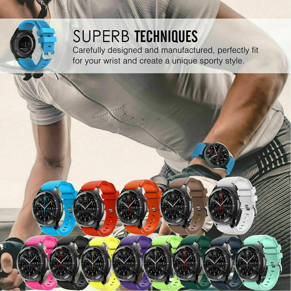 22mm Wrist Strap Sport Rubber Silicone Watch Band For Fossil Q explorist gen 4 3