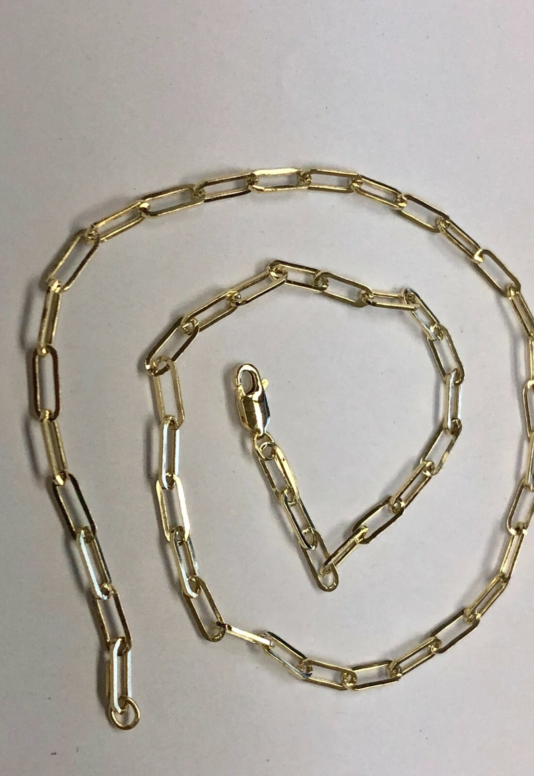 14k Yellow Gold Lite PAPERCLIP Cable Link Chain Necklace 20 Inch 3.7 Grams 3.5MM