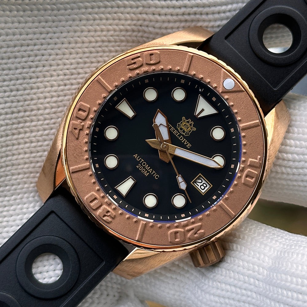 STEELDIVE SD1971S Mens Bronze 90mm 200M Automatic Dive Watch NH35 Sapphire