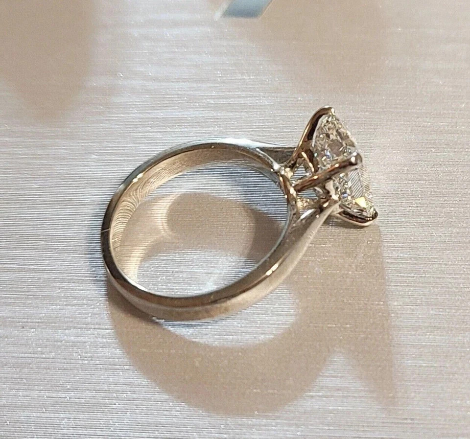 3Ct Radiant-Cut VVS1 Moissanite Solitaire Engagement Ring 14K White Gold Plated